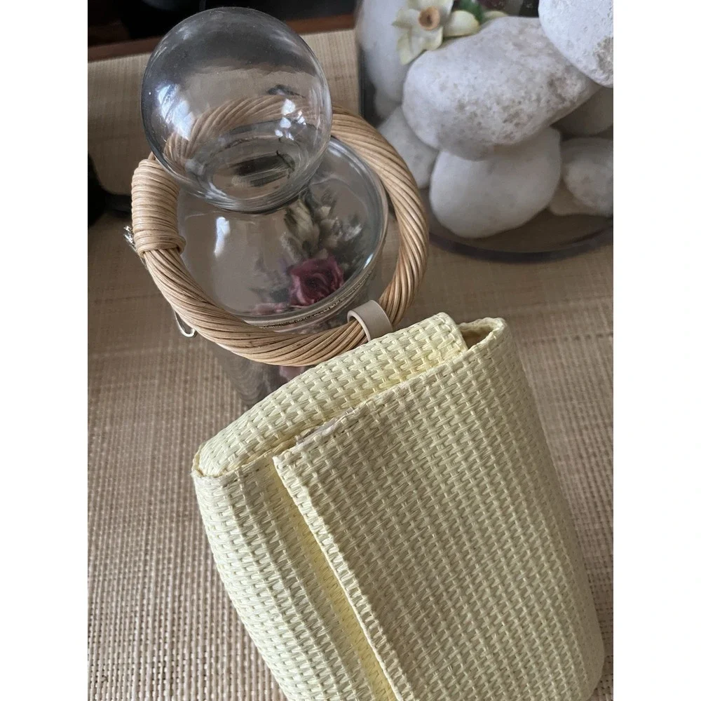 A New Day Straw Bracelet Pouch Clutch Purse Yellow Mini Bag